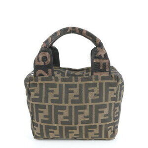 Fendi Zucca FF logo leather handbag tote brown